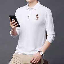 2023年新款男士长袖T恤POLO衫P45，男装Polo衫，电商D223-1