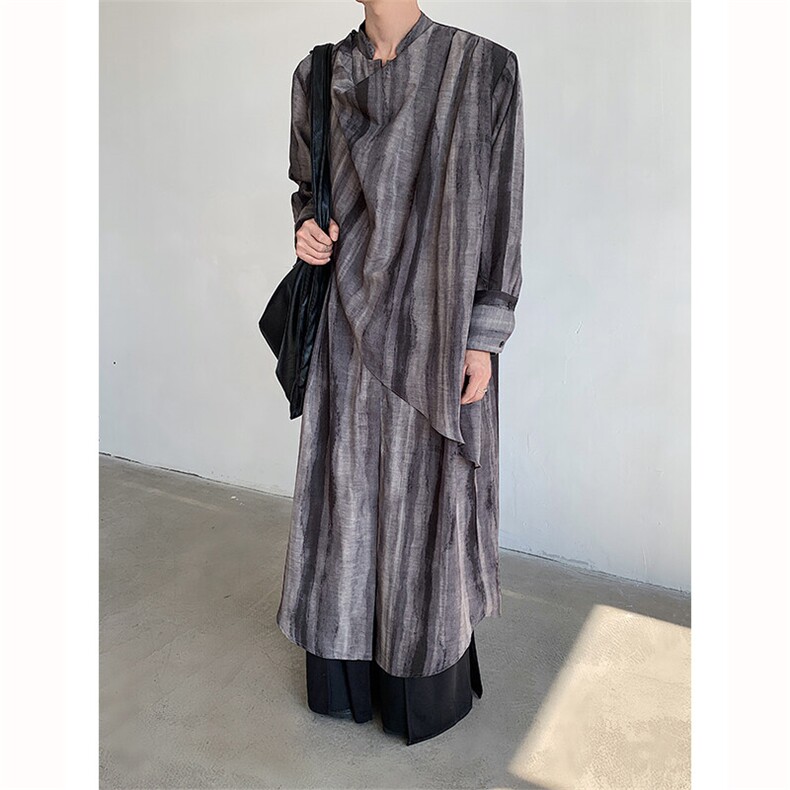 现货！25春夏男士长袍晕染设计长衫男女旗袍飘逸衬衫MJ1072-P118,男装衬衫,电商B288