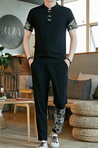中国风套装男2021夏季新款古风汉服宽松唐装两件套 A438-999-P60图片