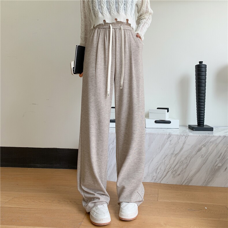 牛奶棉棉裤秋冬灰色溜溜裤小个子阔腿裤女秋冬宽松显瘦加绒拖地裤,女装休闲裤,梦白服饰厂