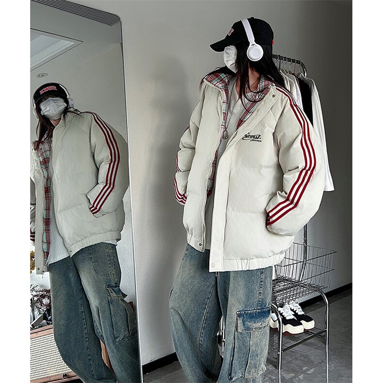 现货假两件格子羽绒棉衣抖音得物二开冬季棉服加厚外套BMY206,男装棉衣,电商A486