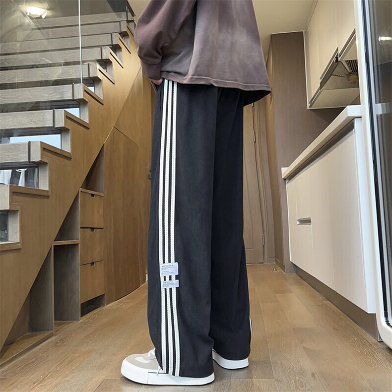 男士运动裤抽绳长裤春季三条杠休闲裤男直筒宽松A266-KZ916-P50,男装休闲裤,电商A266