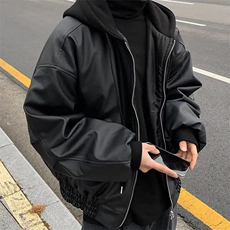 冬装现货连帽皮衣男夹克衫外套加棉XZ716A-A030P100加棉P110，男装夹克，星座716A（原星座815-4）