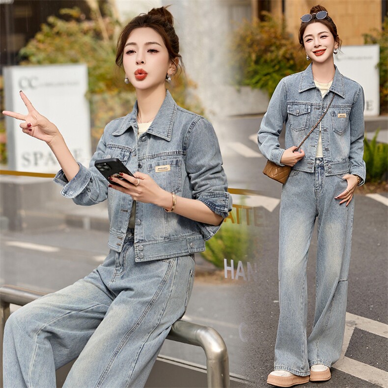 新款2025年春季中长款休闲百搭牛仔上衣,女装短外套,新感觉