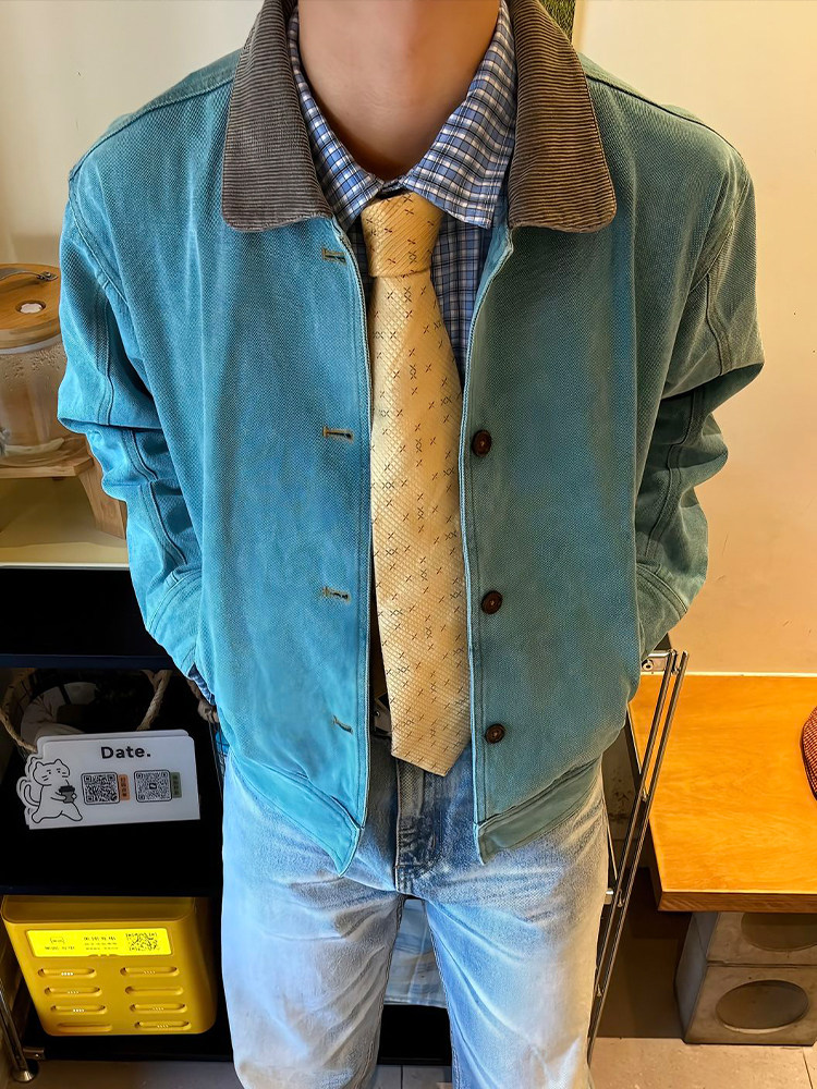 新款复古潮流小马丁帆布外套纯棉孔雀绿513AJK2436P68,女装短外套,星座513A