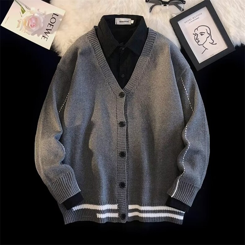 长袖原宿开衫针织衫时尚都市流行翻领男慵懒日系新款MY9072P42，男装针织衫/毛衣，星座1013-5