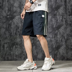 港风经典侧边条纹拼接休闲短裤男士夏季薄款宽松五分裤子男运动裤图片