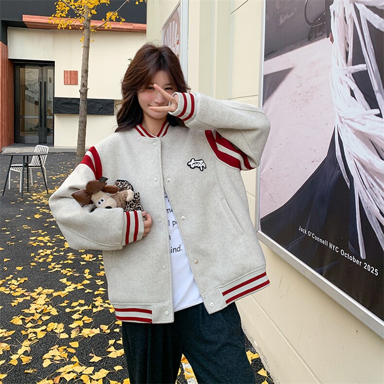 韩版时尚学院风加厚羽绒棒球服女2025冬季新款显瘦保暖白鸭绒外套,女装羽绒服,纯色衣恋