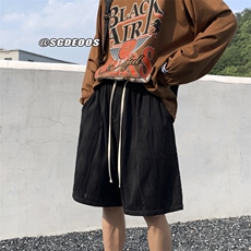 抖音品质优质款垂感褶皱冰丝短裤五分裤313A-1-KK275-P45控价58，男装休闲裤，星座808A-1