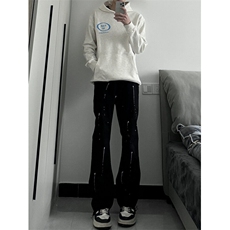 高街美式复古漆点泼墨牛仔裤嘻哈痞帅310A-4-NZ03JG，男装牛仔裤，星座310A-4