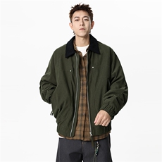 得物二开翻领百搭时尚灯芯绒简单复古工装夹克外套男JK1356-P85，男装夹克，星座1103-3