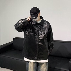 DZ62-P80潮春秋季机车皮衣外套男夹克痞帅高级感外套外穿常规款，男装夹克，星座603-2