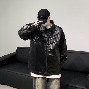 DZ62-P80潮春秋季机车皮衣外套男夹克痞帅高级感外套外穿常规款图片