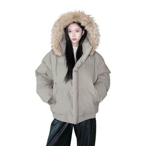 网图 可拆卸连帽冬季白毛连帽PU皮棉衣棉服外套310A-MY9891-P88图片