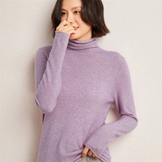 秋冬季35%羊绒65%羊毛休闲百搭12针平面堆堆领羊绒衫，女装羊绒衫，广悦羊绒