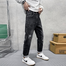 2025春季新款破洞牛仔裤男高品质休闲修身长裤潮901D2903P58，男装牛仔裤，星座901
