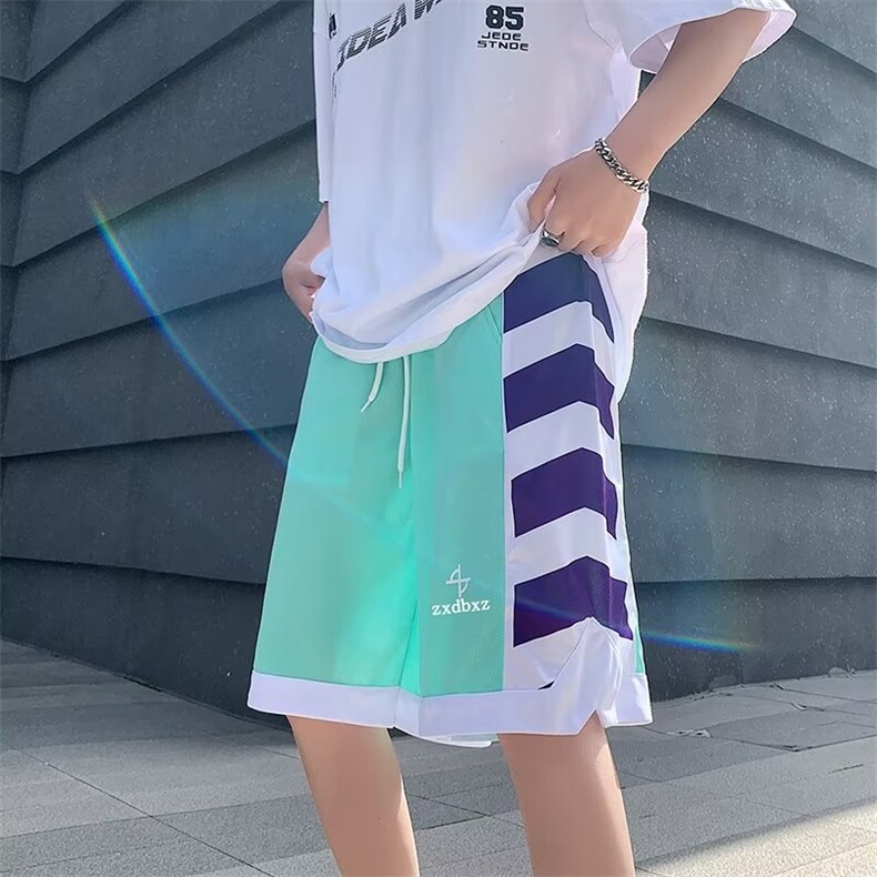 夏季薄款休闲沙滩裤美式篮球短裤男宽松潮流条纹五分裤K6291-P23,男装休闲裤,星座512-2