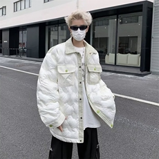 棉服外套男韩版潮流高街拼格子轻奢风2024冬季ins棉衣MF254-P109，男装棉衣，星座412-2