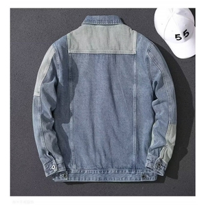 1506/QG130/P54秋冬新款浅色拼接工装休闲宽松夹克牛仔衣外套男图片