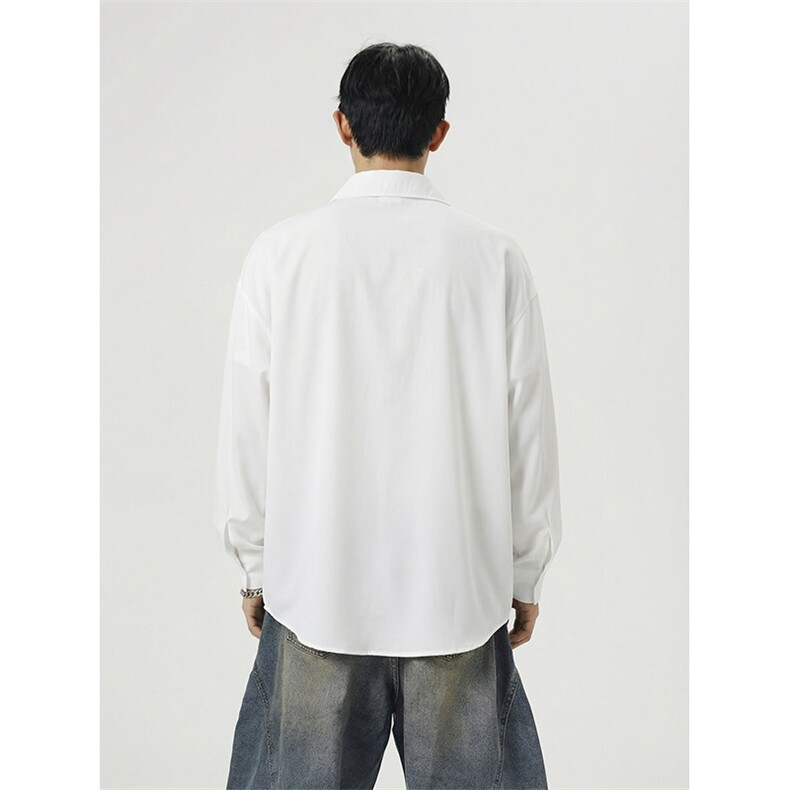抖音得物品质二开26春装中性风冰丝休闲长袖衬衣垂感宽松上衣W88,男装衬衫,电商A486