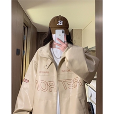中性风秋装新款潮街头机车服元素印花宽松外套潮insD241-P108，男装工装外套，电商A335-1（原A458）