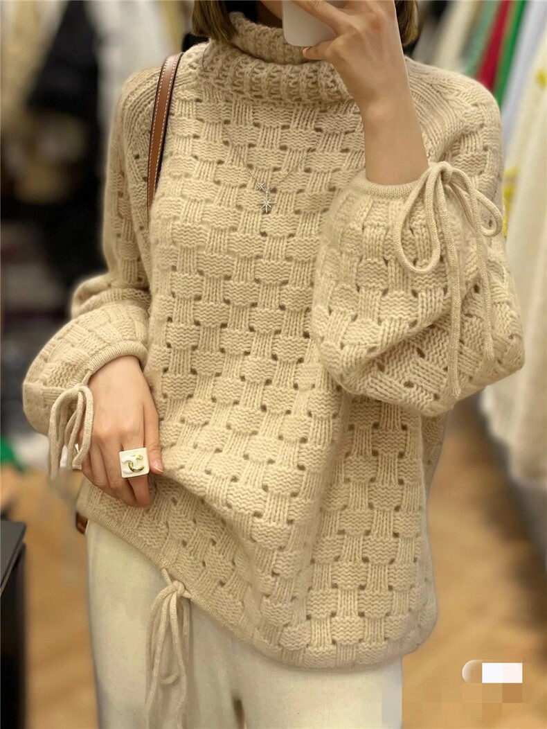 复古慵懒风毛衣女秋冬季宽松休闲针织衫上衣,女装羊毛衫,思途羊绒