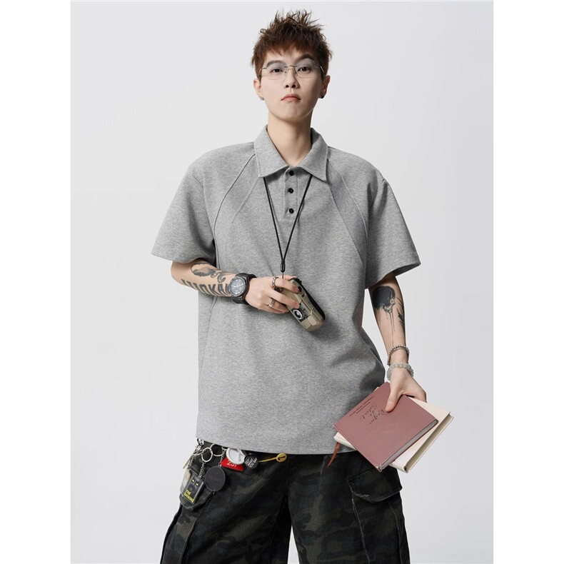美式正肩短袖polo衫男款夏季重磅衬衫翻领T恤半袖TA1104-P35,男装T恤,星座208-5