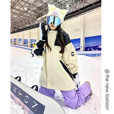 冬款户外连帽中性风情侣防水防风加绒加厚时尚滑雪服外套M35-P125，男装棉衣，电商A001-1