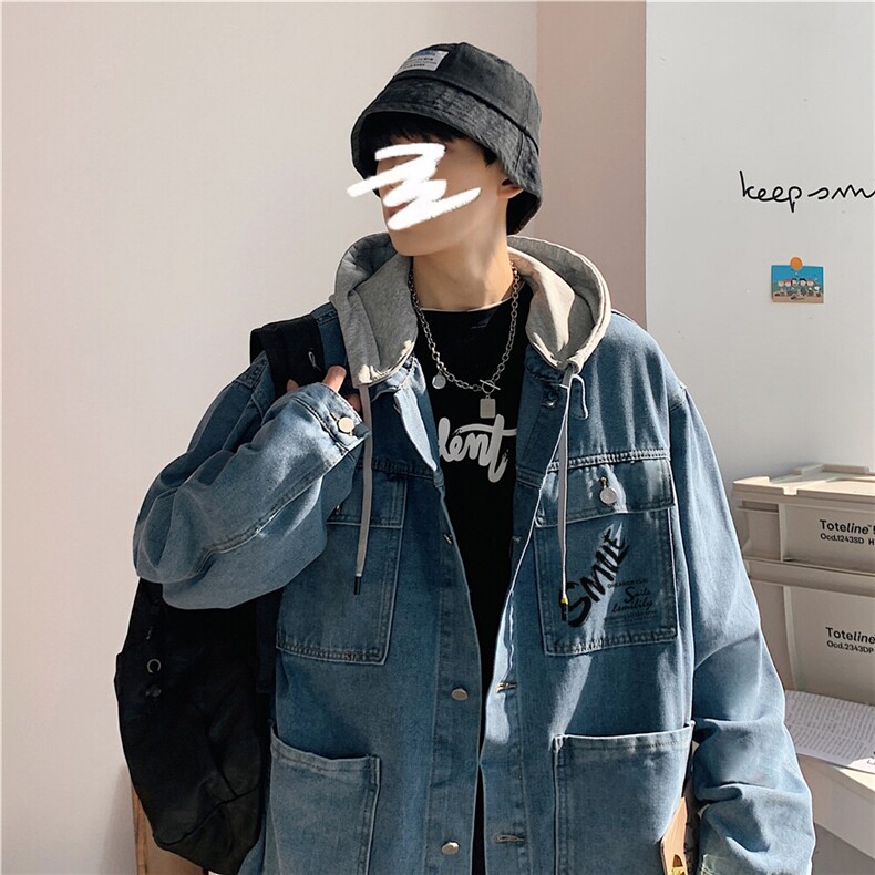 JK3026-P80-限价108M-5XL连帽拼接中性港风大码牛仔ins外套，男装工装外套，星座116