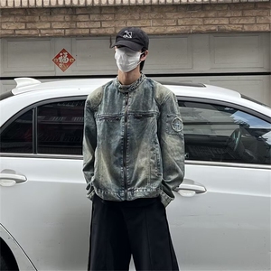 CL0797-P72 美式复古秋季新款牛仔外套男拉链潮牌设计感小众夹克图片
