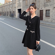《现货新品》木耳花边假两件拼接修身显瘦两件套套裙，女装套装/套裙，曼琳思菲