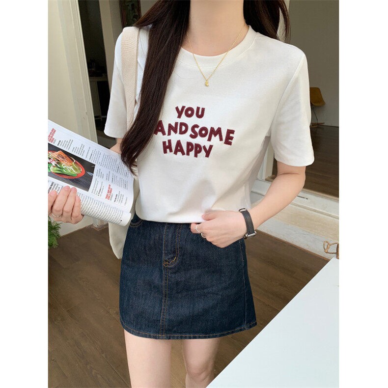 TT065-P35t恤女夏2025新款设计感刺绣花圆领上衣韩版女装,男装T恤,星座911-3
