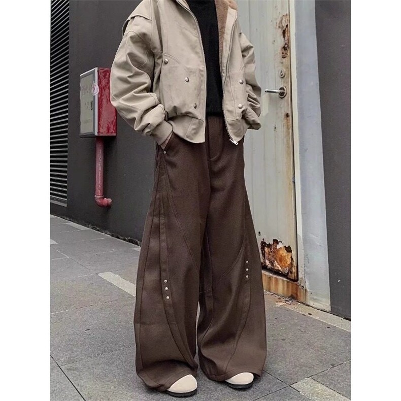 网图-K889-P6825春装重工休闲弯刀裤宽松直筒拖地裤,男装休闲裤,电商B327