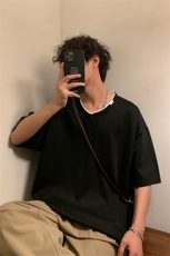 新款短袖男港风暖光夏季T恤休闲百搭假两件T恤男上衣TC3138-P30，男装T恤，星座717