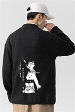 2021秋冬新无影墙日系大码男已注册四只猫印花毛衣针织衫MY11-P45，男装针织衫/毛衣，电商A001