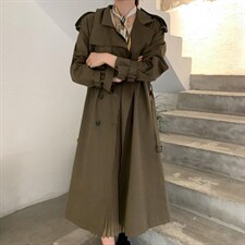 现货长款韩系气质款风衣，女装风衣，汐美