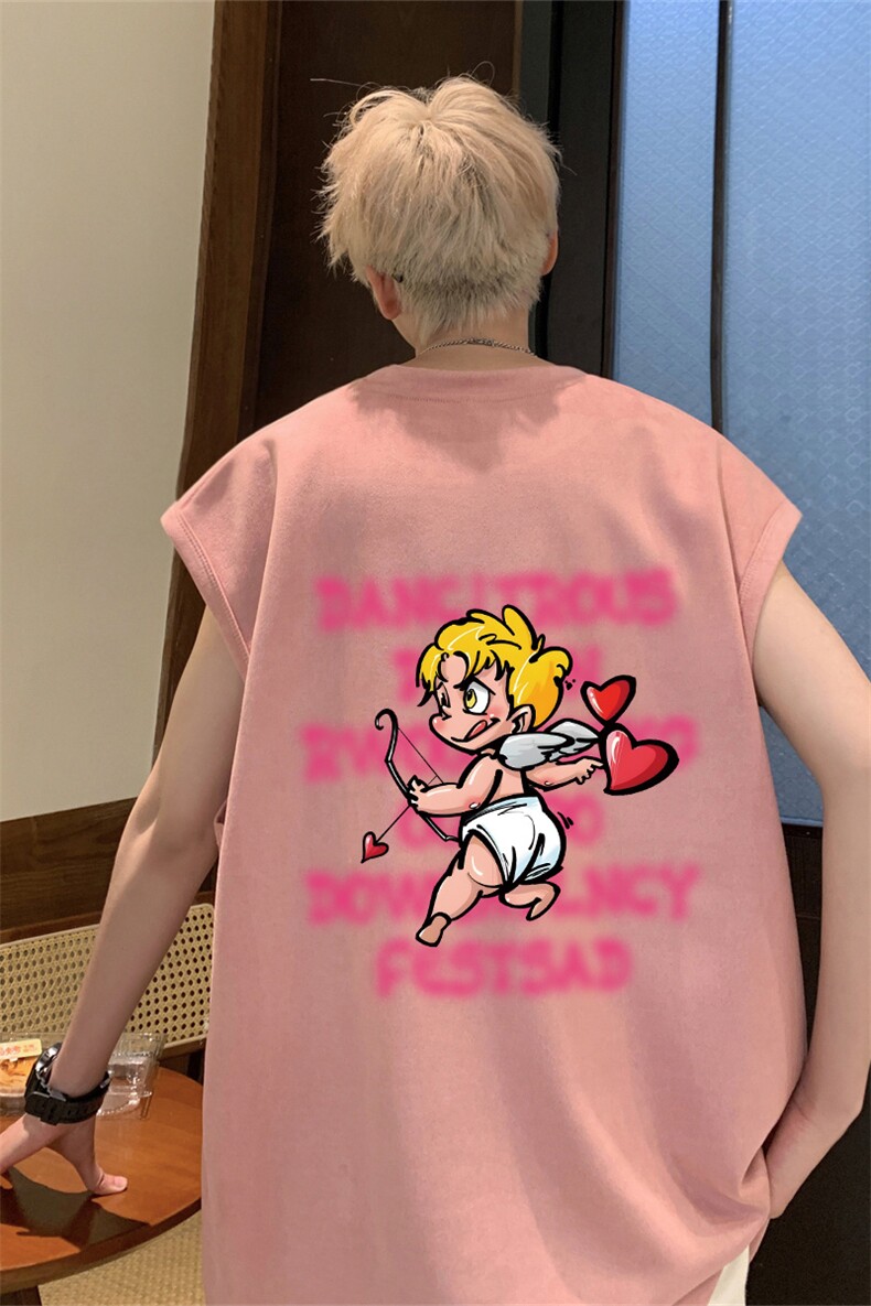 2025新款重磅高品质麂皮绒无袖坎肩背心丘比特印花JB4157-特P19,男装背心/马甲,星座508（原C305）