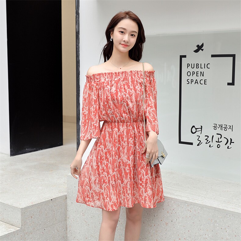 仙女裙chic小清新一字肩吊带雪纺连衣裙2021夏季新款,女装连衣裙,寒都衣屋