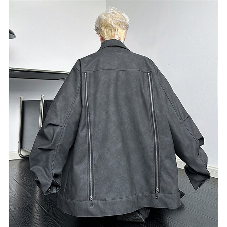 加棉加厚双拉链皮衣高品质2024新款外套机车P128加棉P148,男装皮衣,电商B319