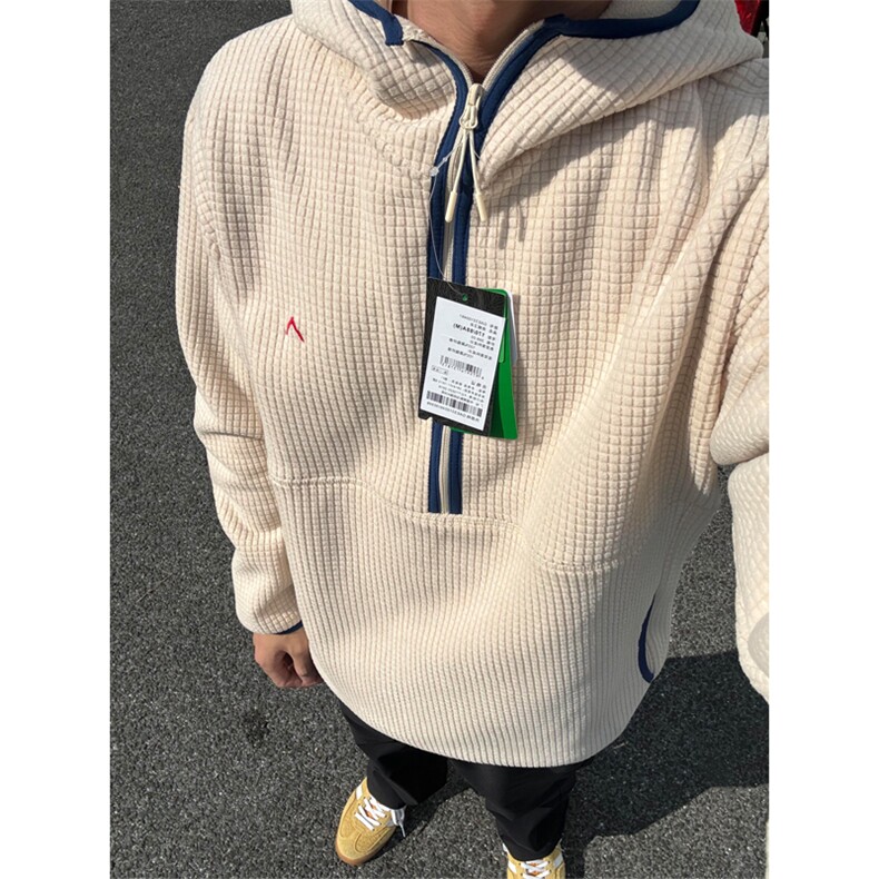 高品户外情侣抓绒衣连帽卫衣保暖肌理格套头上衣男女A1080-P70，男装棉衣，星座1505