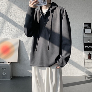 连帽卫衣男春季新款港风宽松华夫格大码长袖套头上衣CH59-P38图片