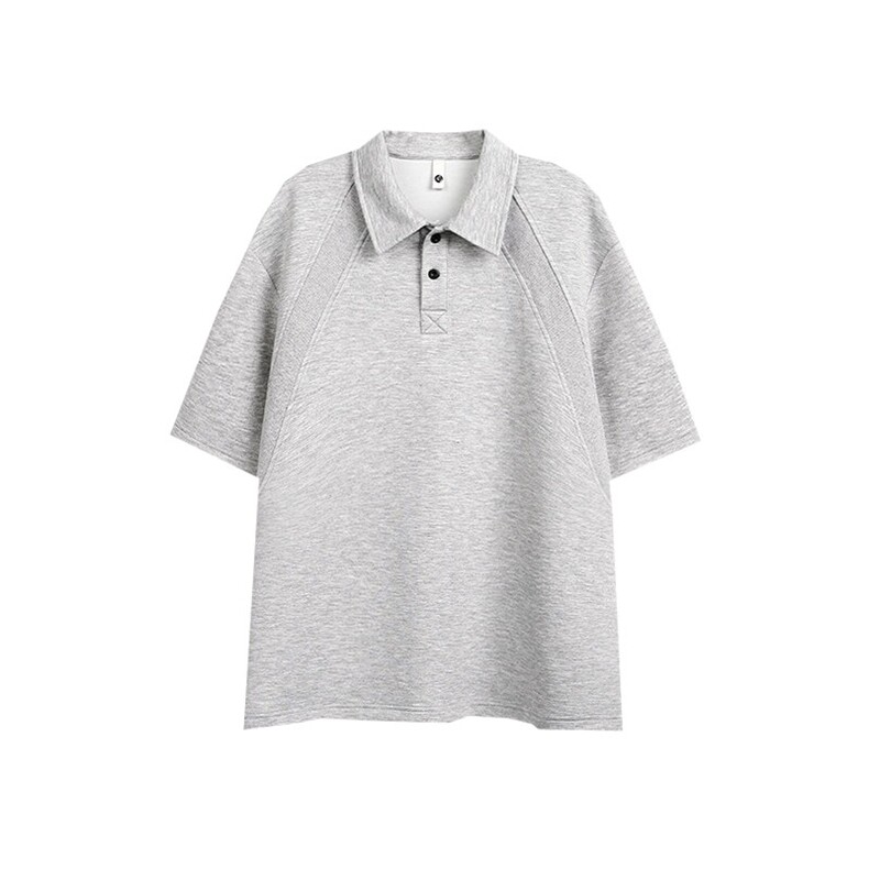 8970/P58控78夏季小伙美式拼接设计感Polo衫T恤轻奢痞帅男白灰色1,男装T恤,星座305B
