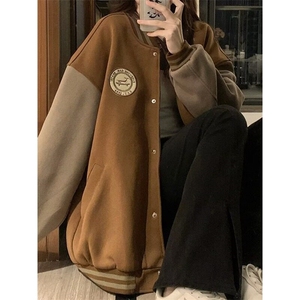美式复古棒球服外套男女情侣秋季新款小众百搭休闲高级感洋气上衣图片