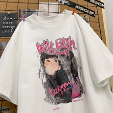 主推港风字母宽松纯棉短袖男T恤X416b-1-DT532-P28限39，男装T恤，星座416B-1