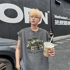 麂皮绒背心坎肩男T恤美式港风潮JB457-特P19控38，男装背心/马甲，电商B370