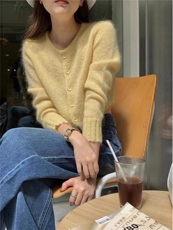 2025年秋季短款通勤时尚百搭简约开衫，女装针织衫/毛衣，恩泰羊绒
