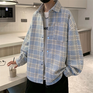 8XL-M 特大码高级感千鸟格闲大码情侣复古翻领夹克外套JK1303P65图片