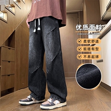 美式复古牛仔裤男宽松直筒冬季加绒加厚长裤子Z9845-P50/加绒P55，男装牛仔裤，星座509