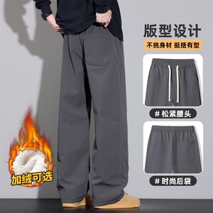 休闲裤子男百搭宽松加绒加厚直筒美式潮牌工装阔腿长裤Z2614-P55图片
