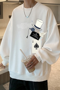 5XL华夫格卫衣男大码胖子圆领长袖t恤 HW76373-P30加绒款-P40图片
